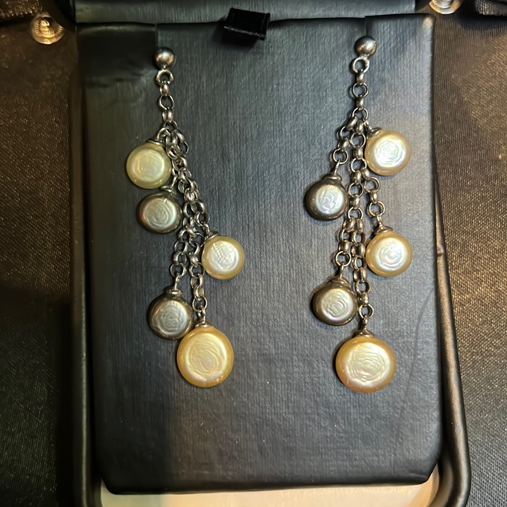 Long pearl earrings
